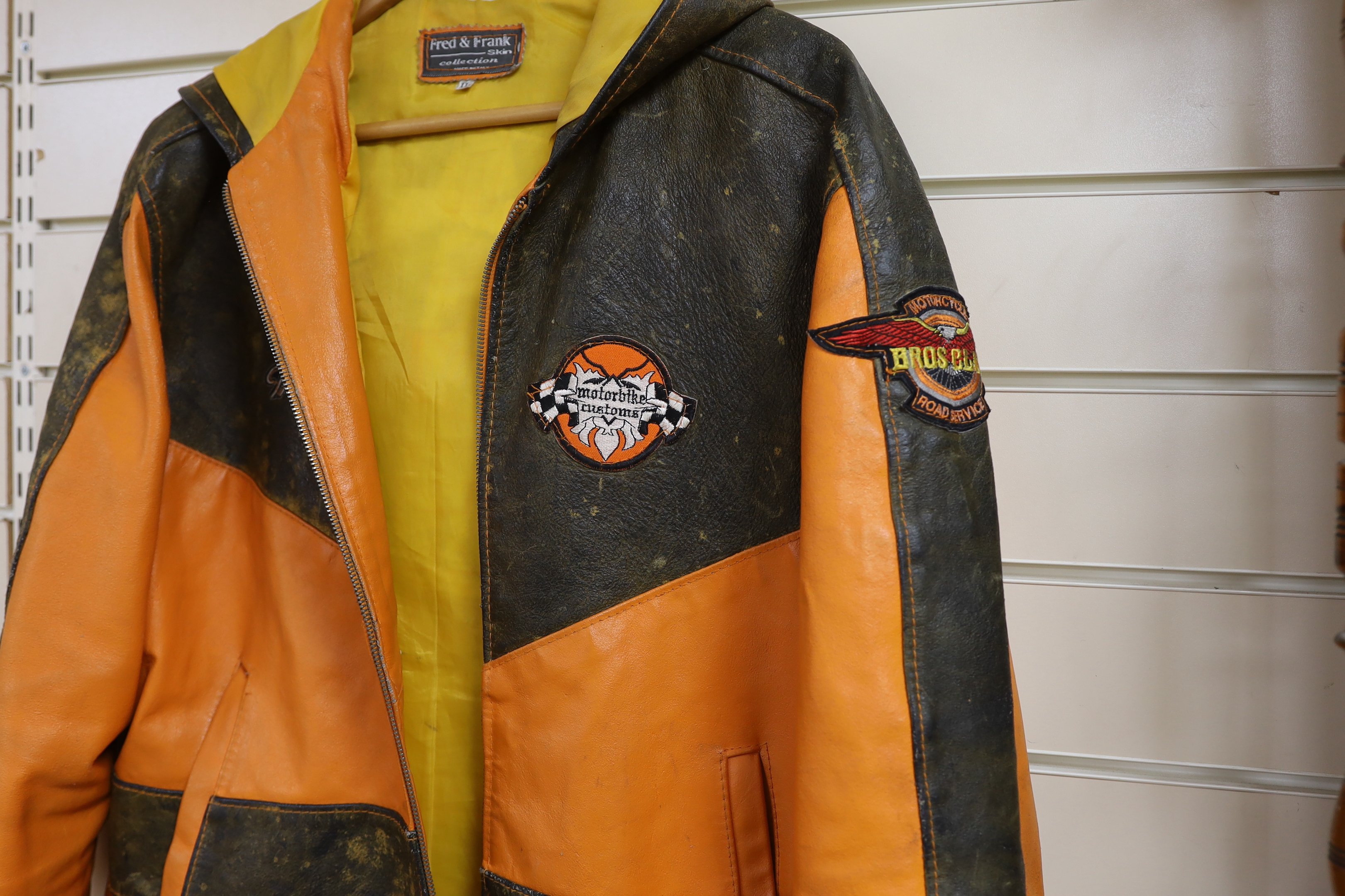 A motorcyclist's Fred & Frank leather jacket size XXL